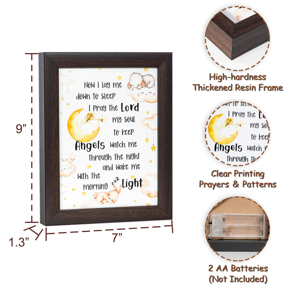 YLOVAN baptism keepsake frame measures 7 by 9 inches for intimate display.