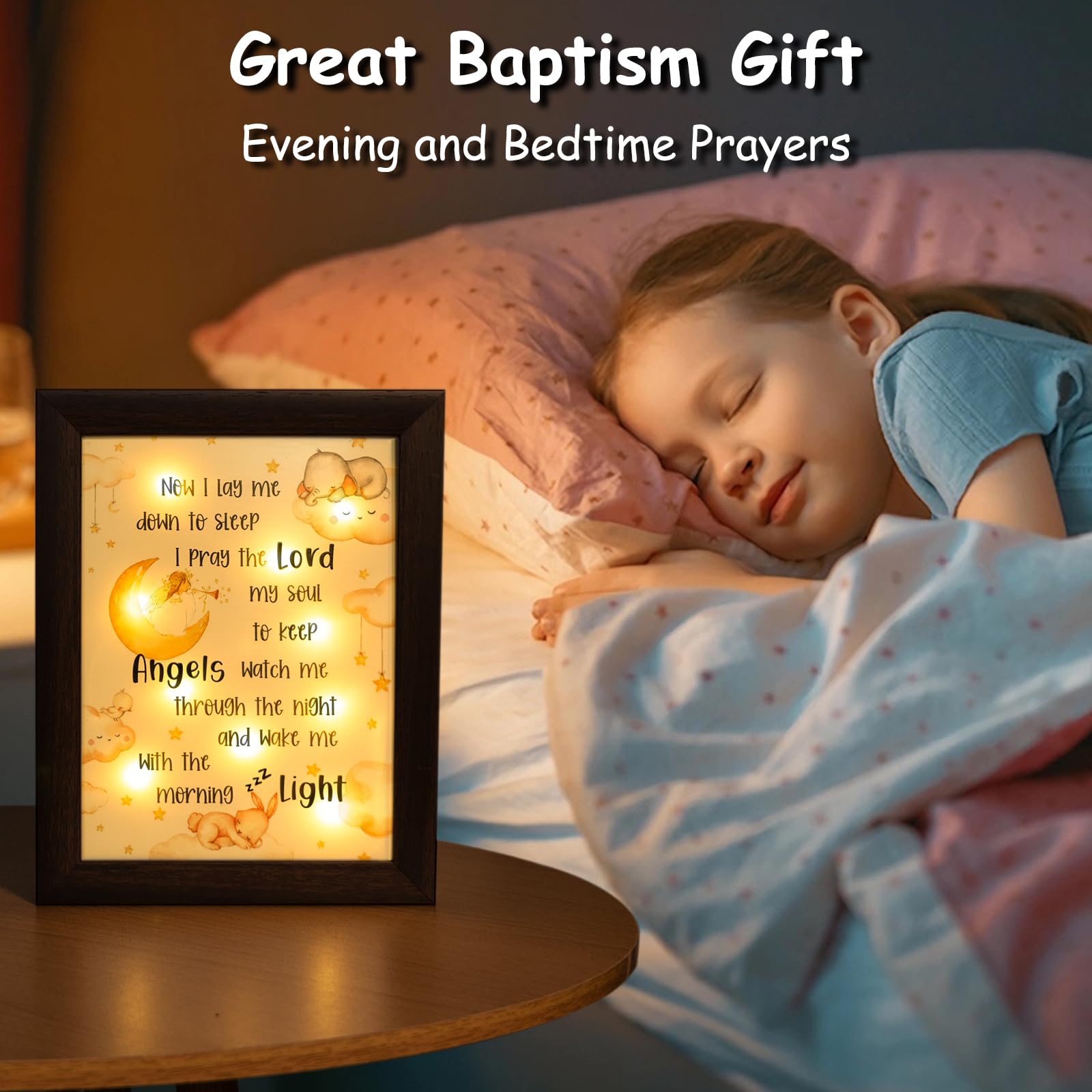 YLOVAN christening gift frame with bedtime-prayer decor for cribs and walls.