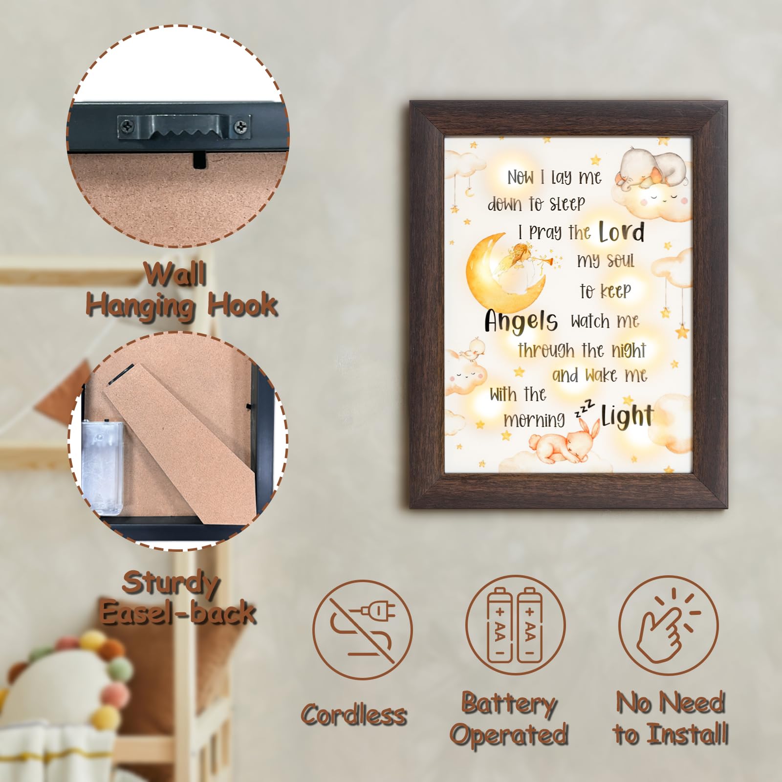 YLOVAN nursery decor frame features woodgrain resin for a warm nursery touch.