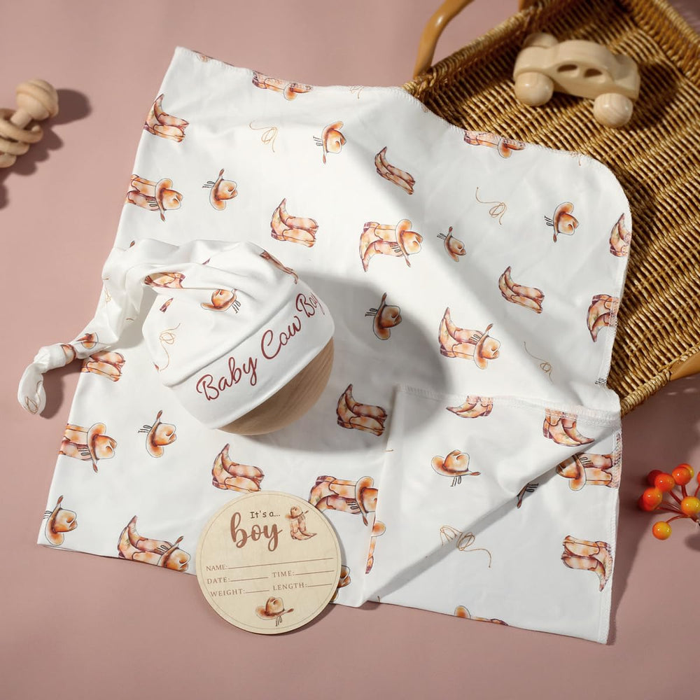 Ylsteed baby swaddle set with milestone card included for capturing moments