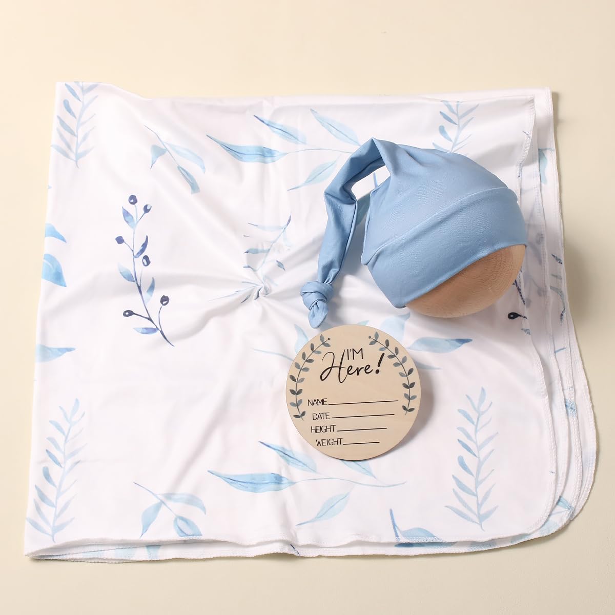 Ylsteed blue leaves headband set keeps baby comfortable and stylish.