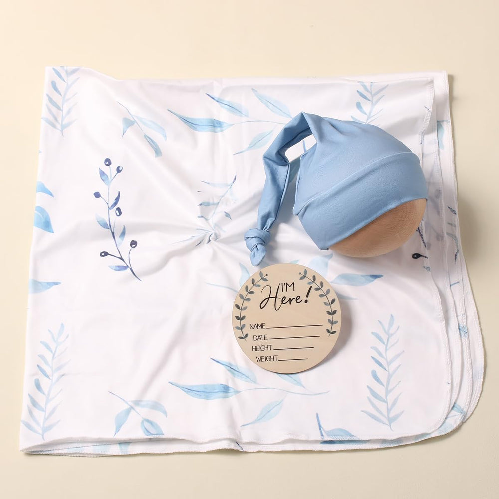 Ylsteed blue leaves headband set keeps baby comfortable and stylish.