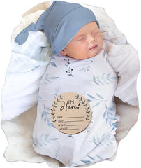 Ylsteed blue leaves swaddle blanket provides soft touch for newborn comfort.