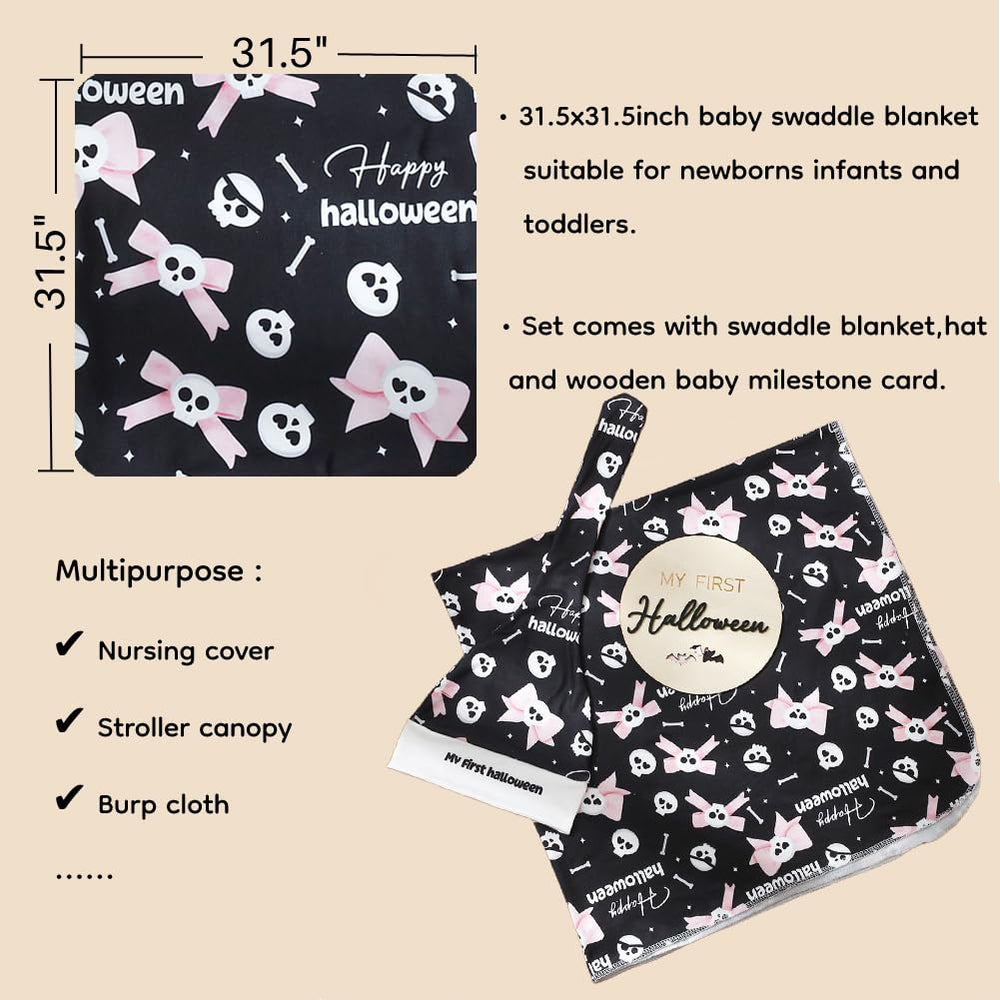 Ylsteed Halloween blanket with milestone card bundle helps capture newborn moments.