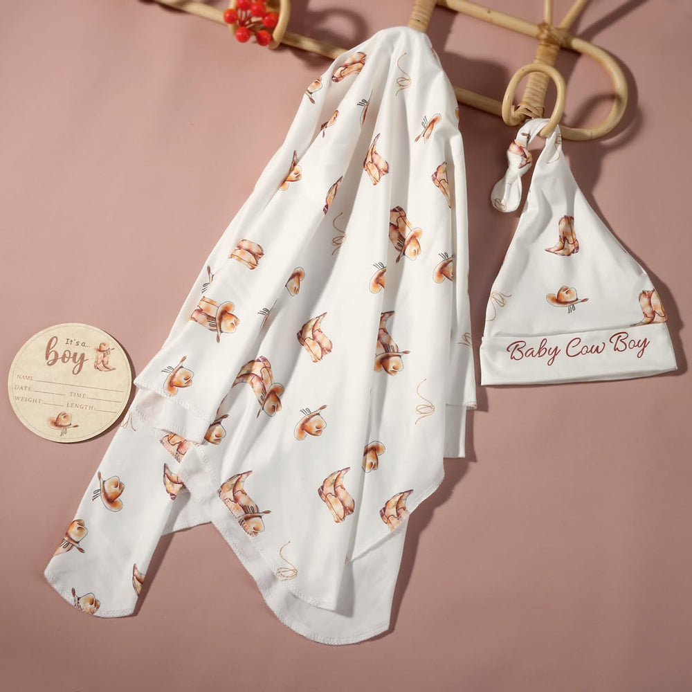 Ylsteed swaddle blanket folded to show compact 32x32 inch size