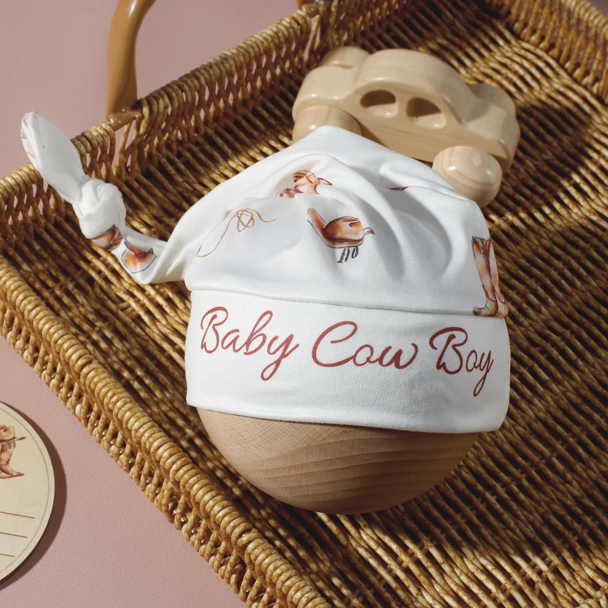 Ylsteed wooden milestone card paired with the swaddle set