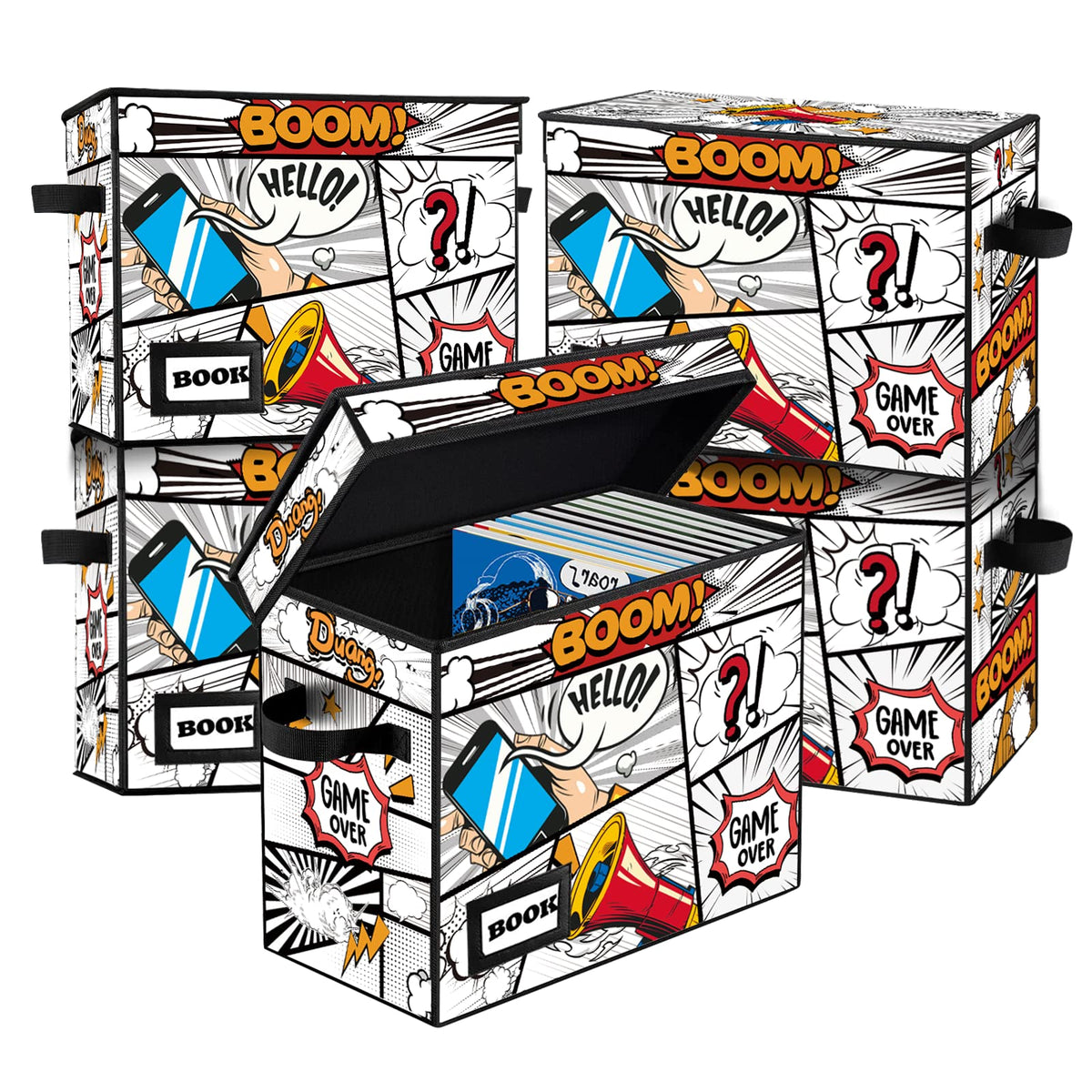 YNSZAS 5-pack comic storage boxes with lids protect collections from dust.