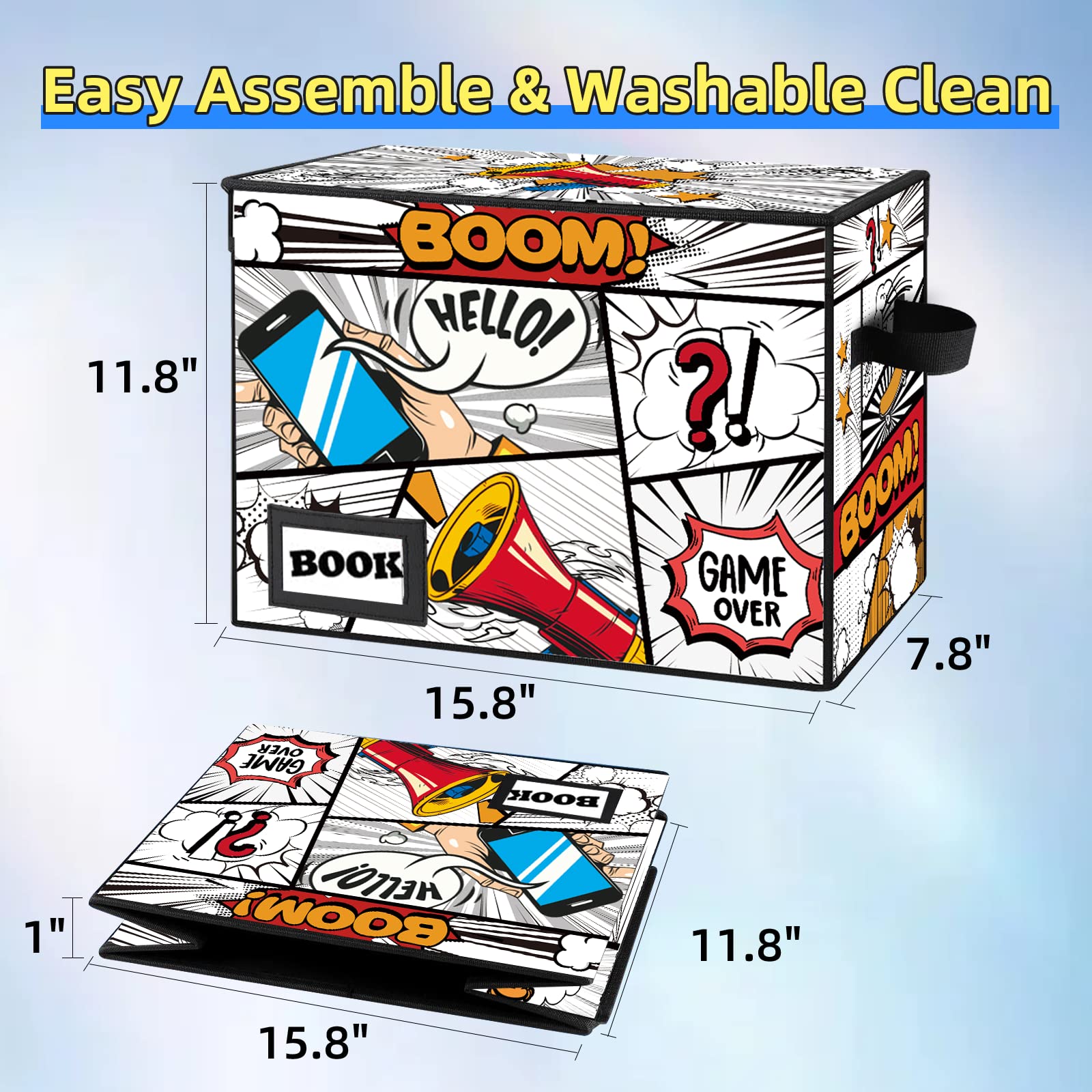 YNSZAS comic box bottom plate visible illustrating stability on shelves