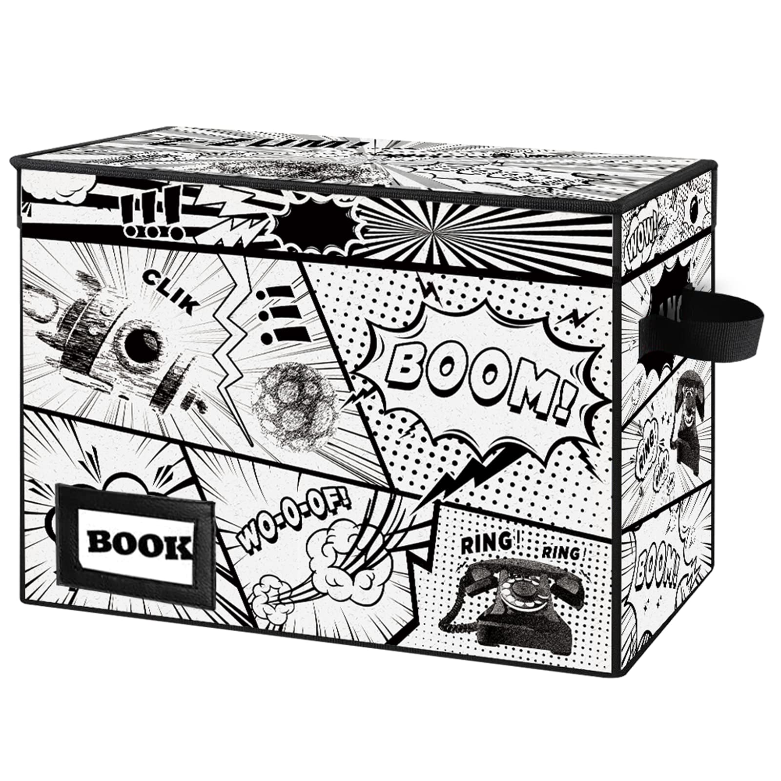 YNSZAS comic storage box front view demonstrates sturdy construction for organized collections