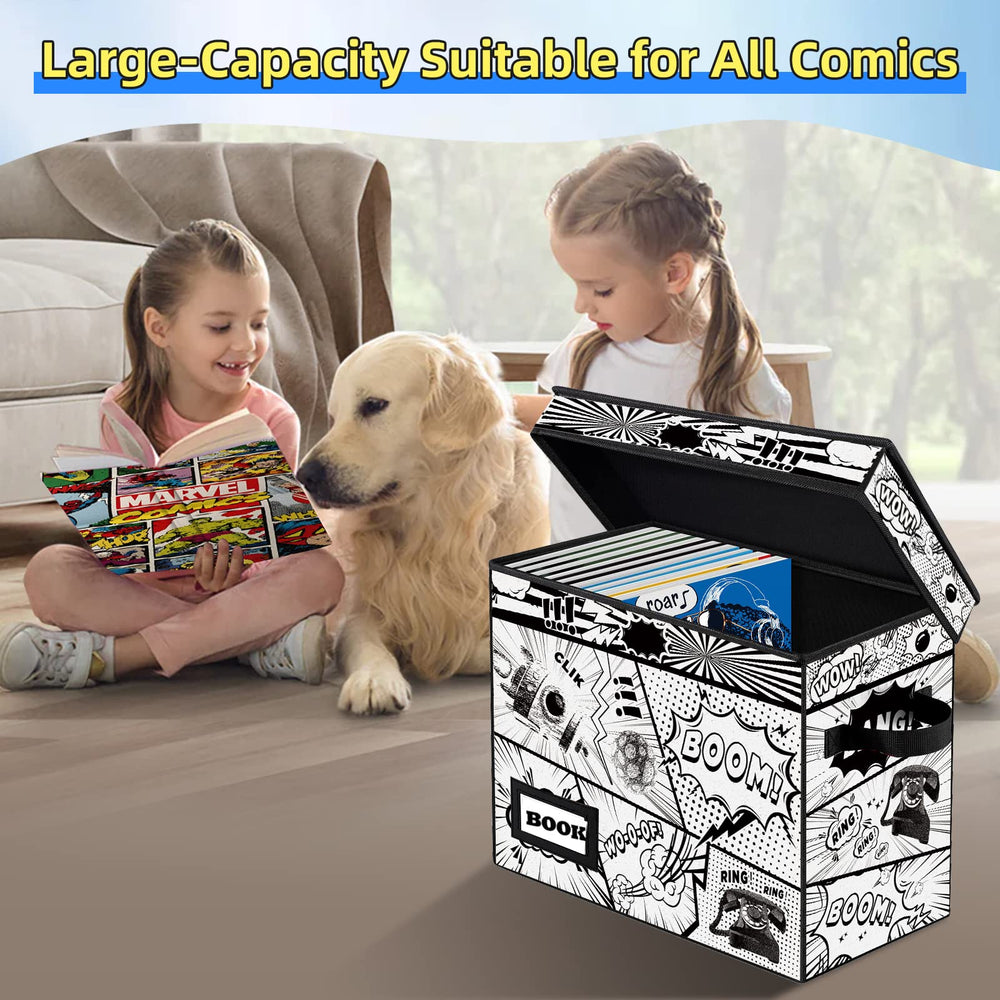 YNSZAS comic storage box with lid open provides easy access to comics