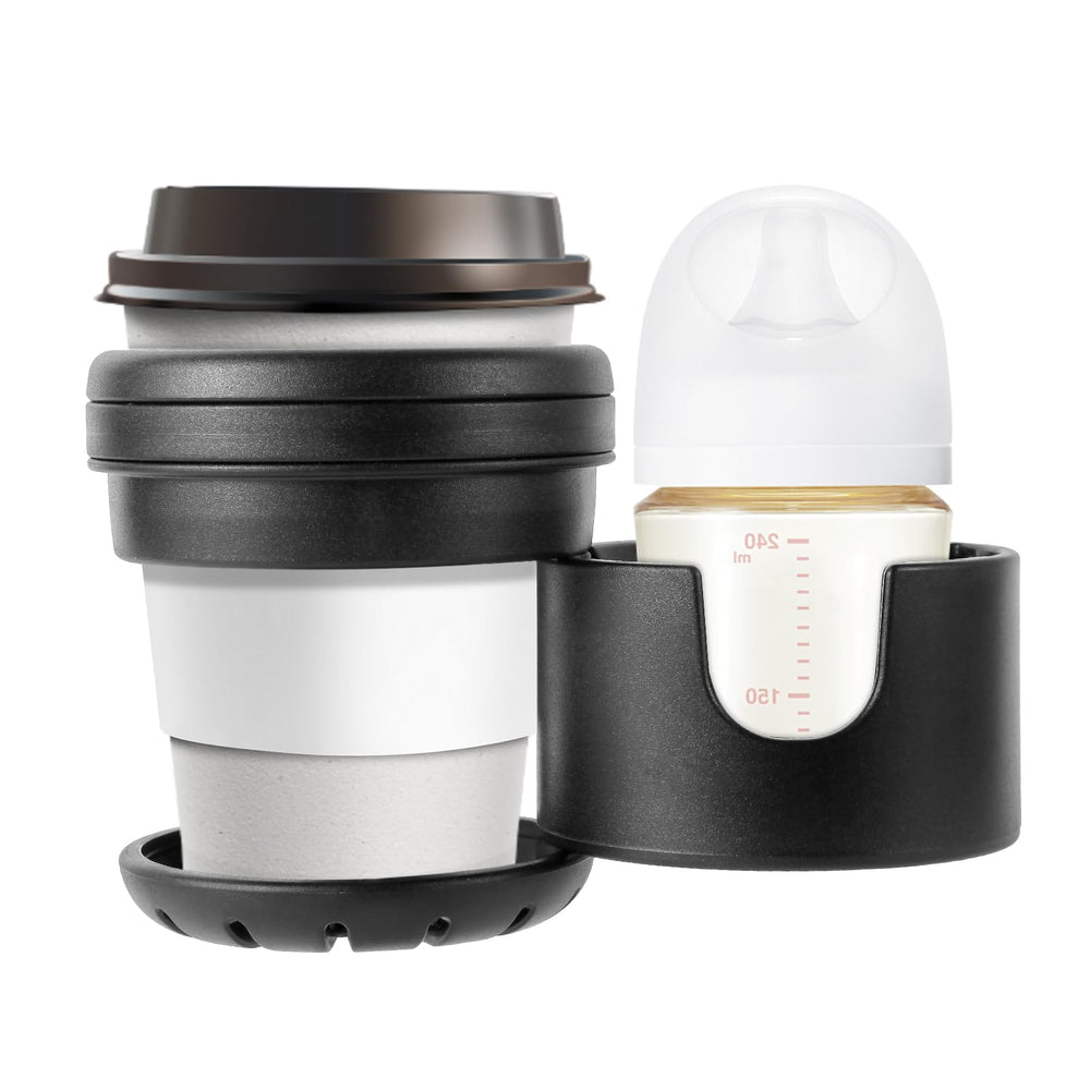 Yoamez dual cup holder mounted on mockingbird-stroller-fit keeps drinks securely within reach.