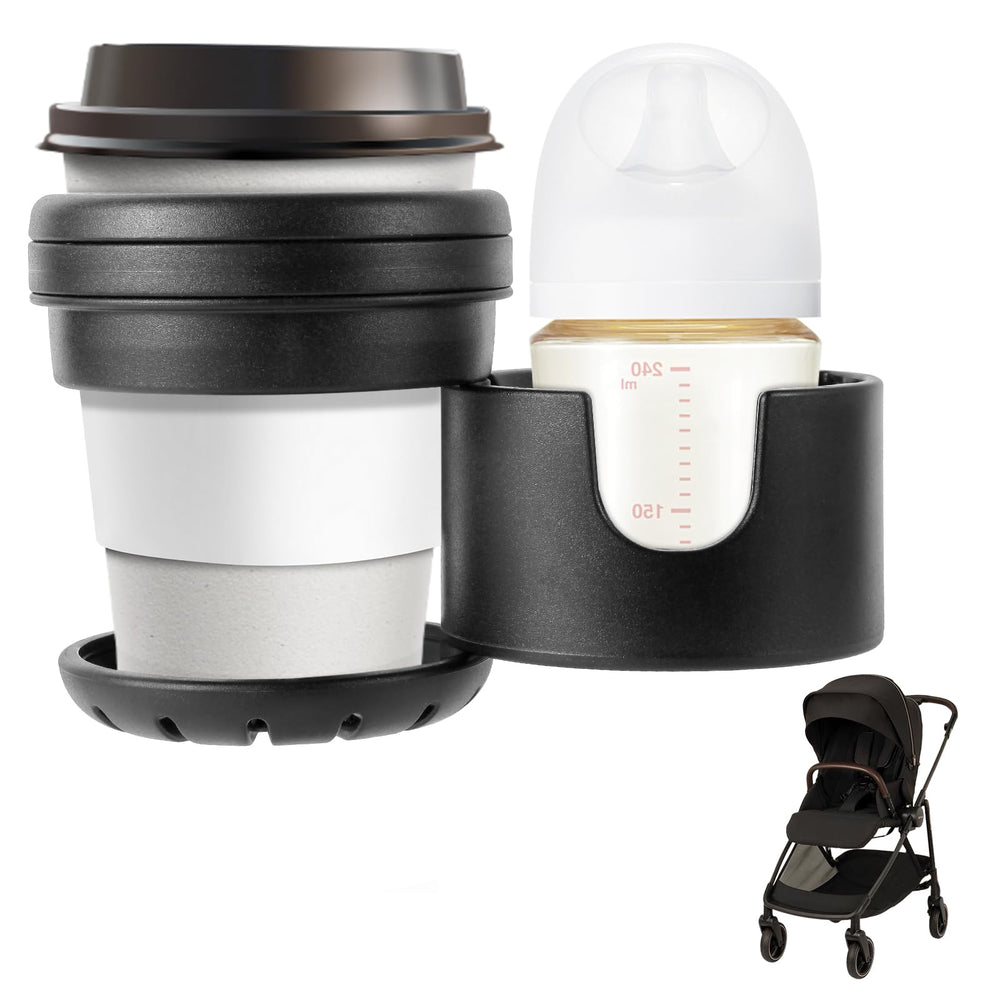 Yoamez dual drink holder for Nuna strollers keeps two drinks secure on the go.