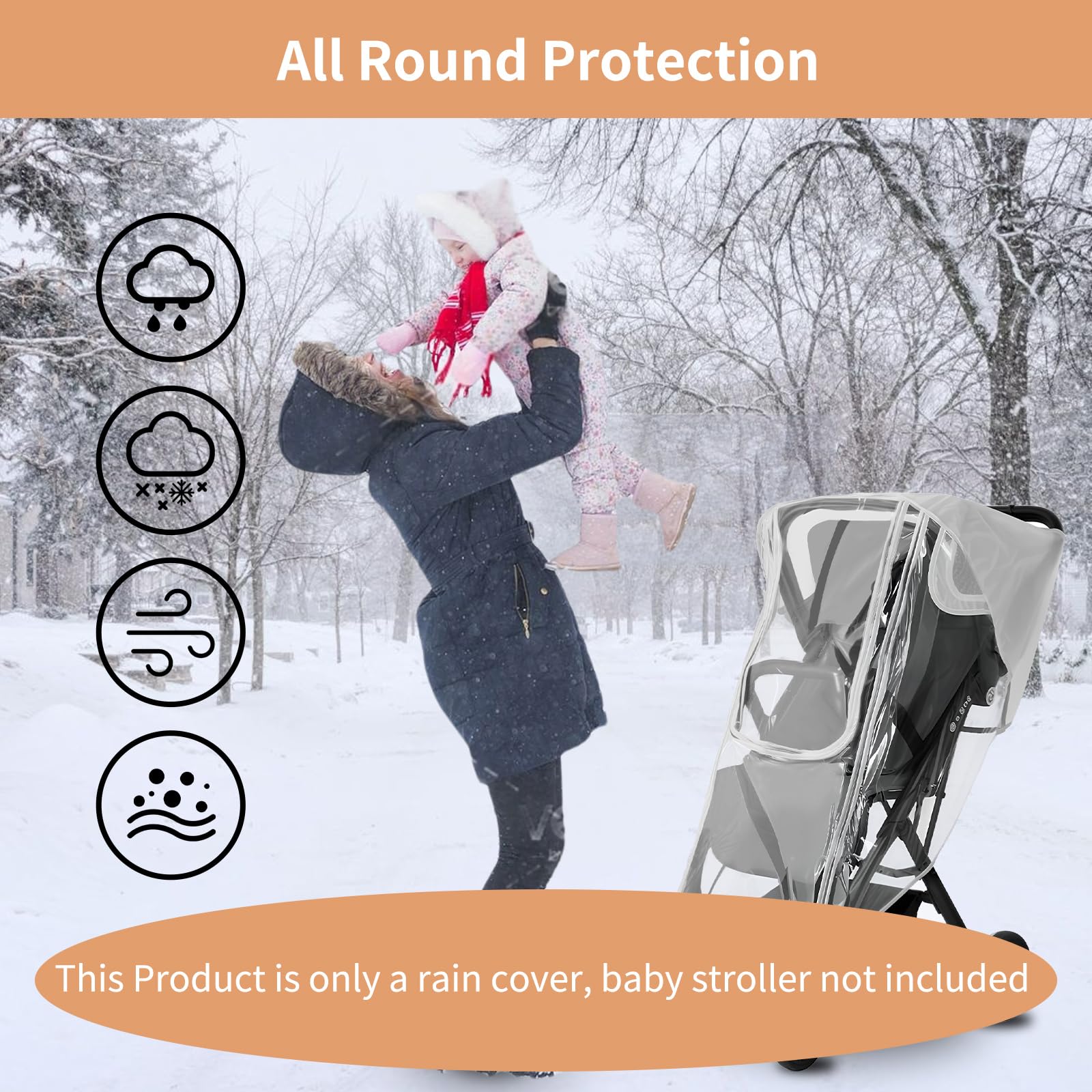 Yoamez reinforced edges offer durable Nuna rain cover for daily use.