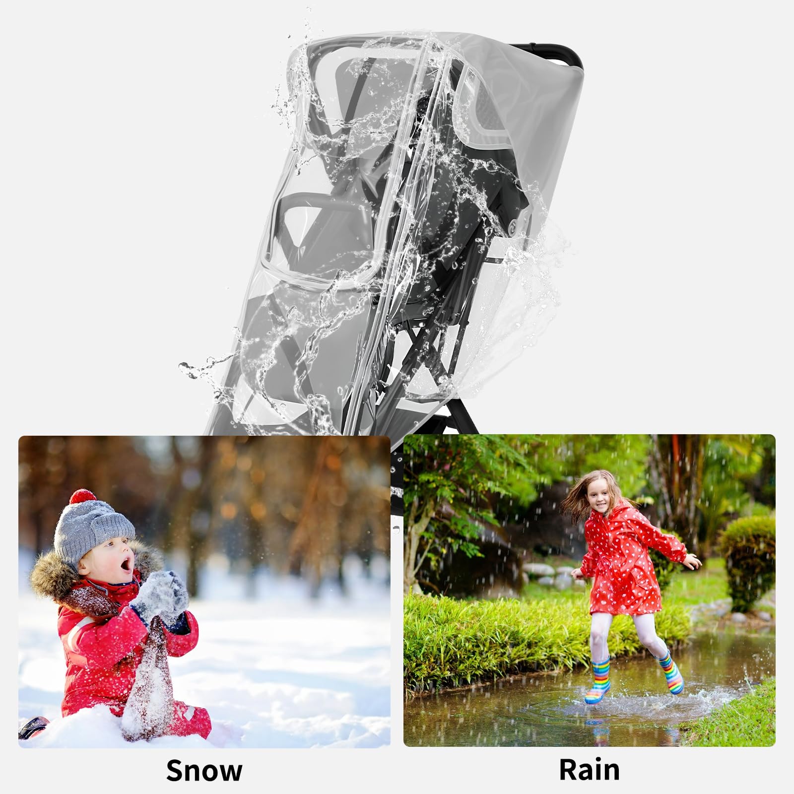 Yoamez lightweight rain cover folds into a compact storage pouch for travel.