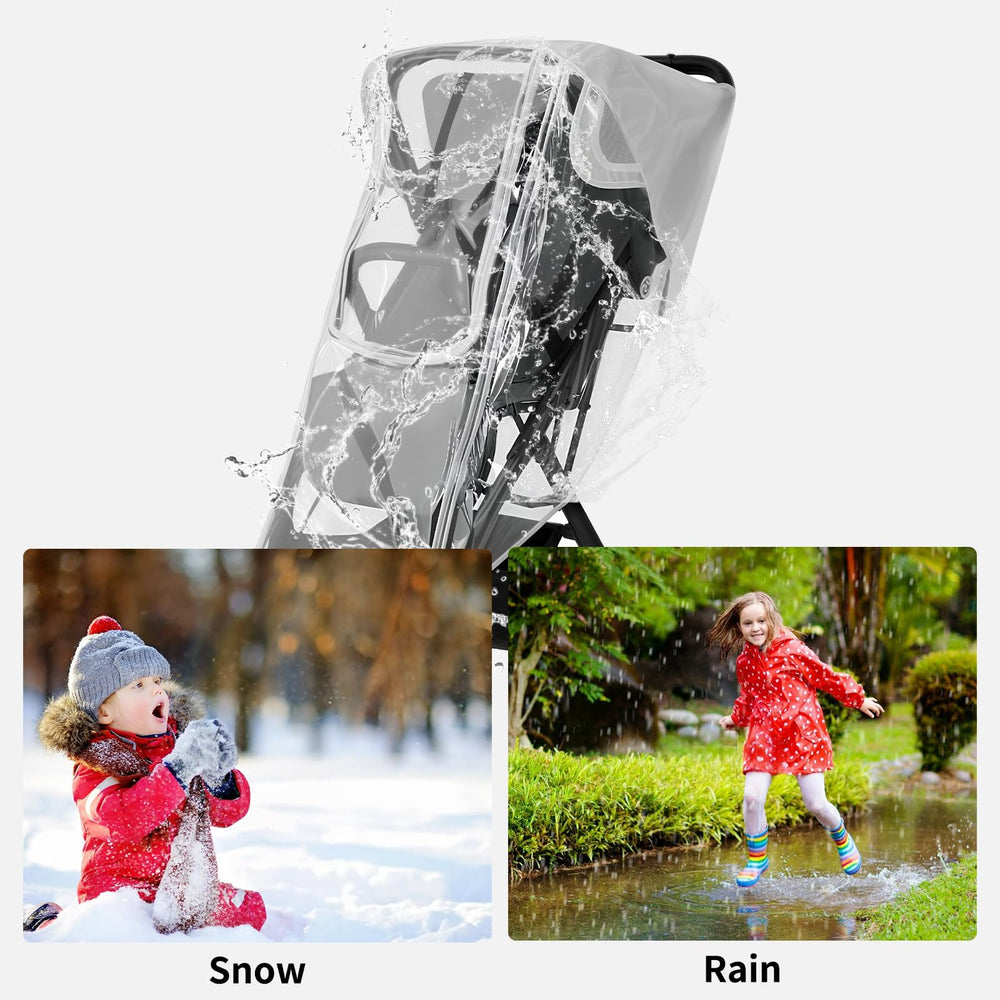 Yoamez lightweight rain cover folds into a compact storage pouch for travel.