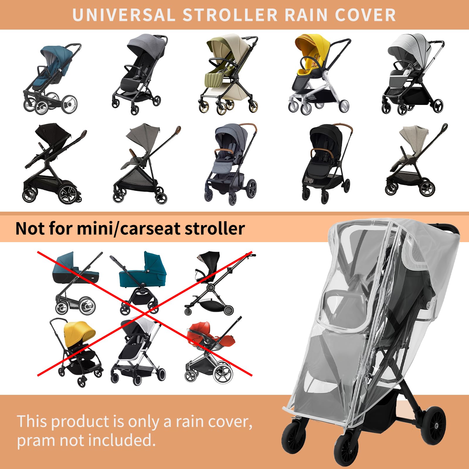 Yoamez Nuna TRVL rain cover with snug fit for stormy walks.