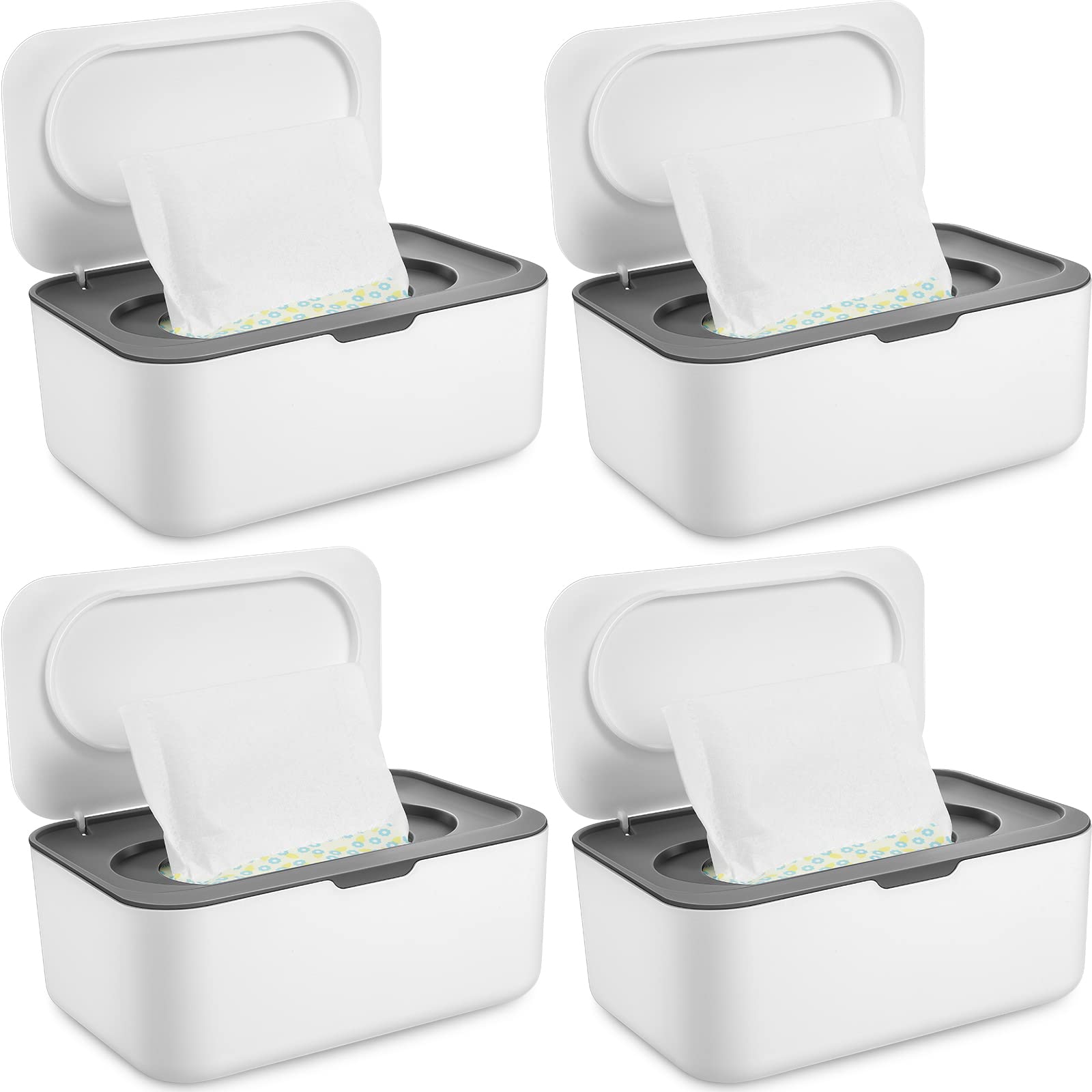 Yoande wipes dispenser gray front view — easy one-wipe access for on-the-go babies