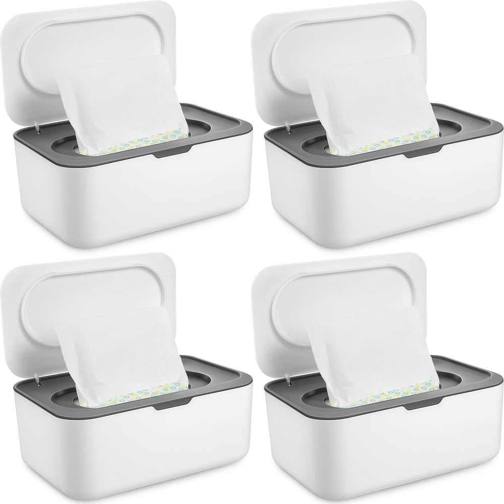 Yoande wipes dispenser gray front view — easy one-wipe access for on-the-go babies