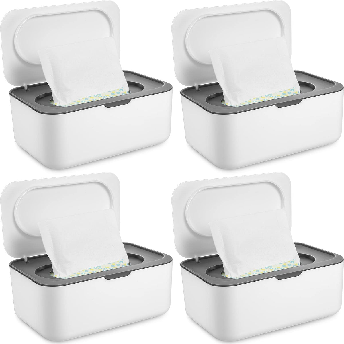 Yoande wipes dispenser gray front view — easy one-wipe access for on-the-go babies