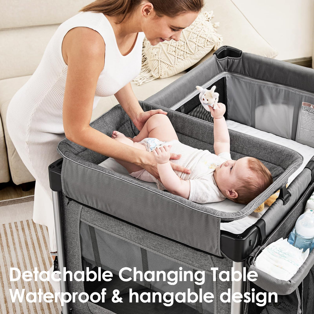 Yobear playard with breathable mesh walls for visibility
