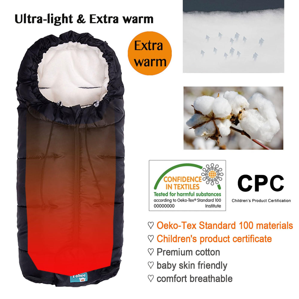 Yobee Footmuff anti-slip back panel prevents sliding during walks.