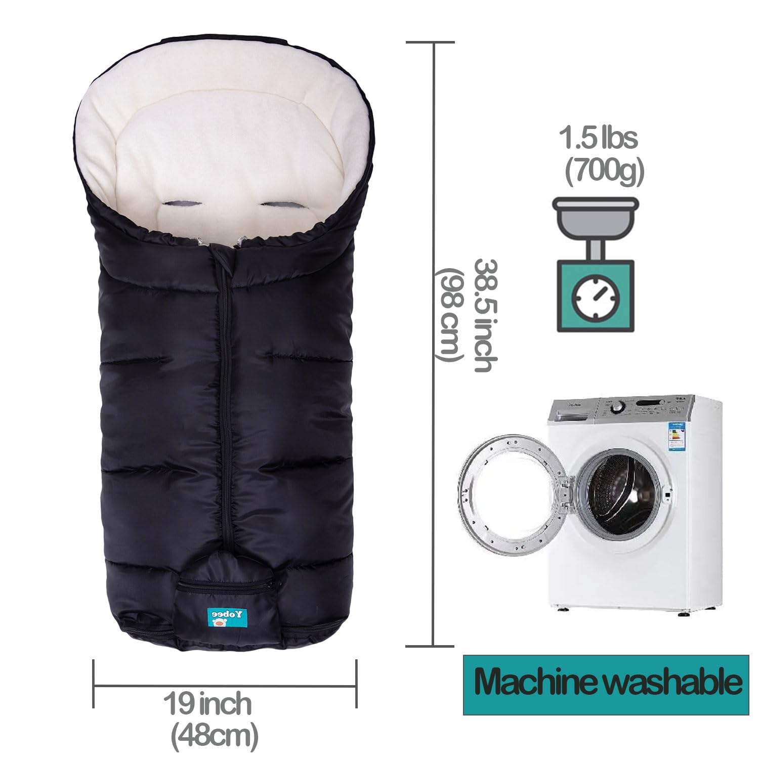 Yobee Footmuff universal fit demonstrates compatibility with multiple strollers.
