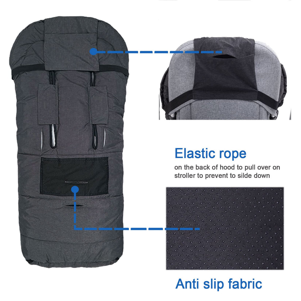 Yobee hood tightening cords help seal in warmth on windy days.