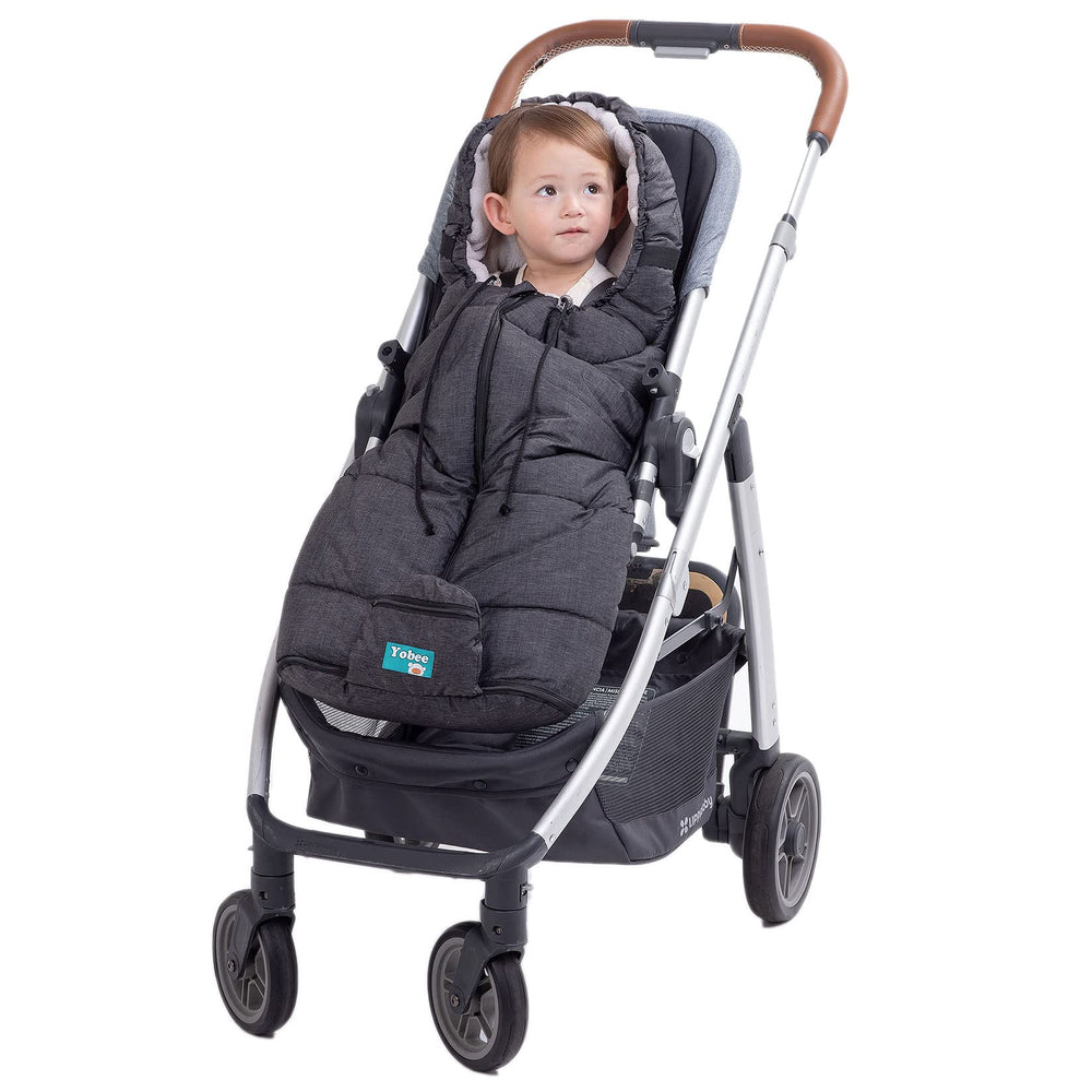 Yobee universal-fit bunting with velcro openings fits most strollers.
