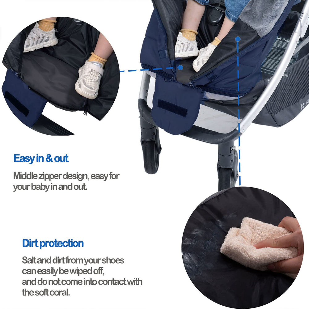 Yobee Universal Stroller Footmuff anti-slip back keeps the bag in place on the stroller