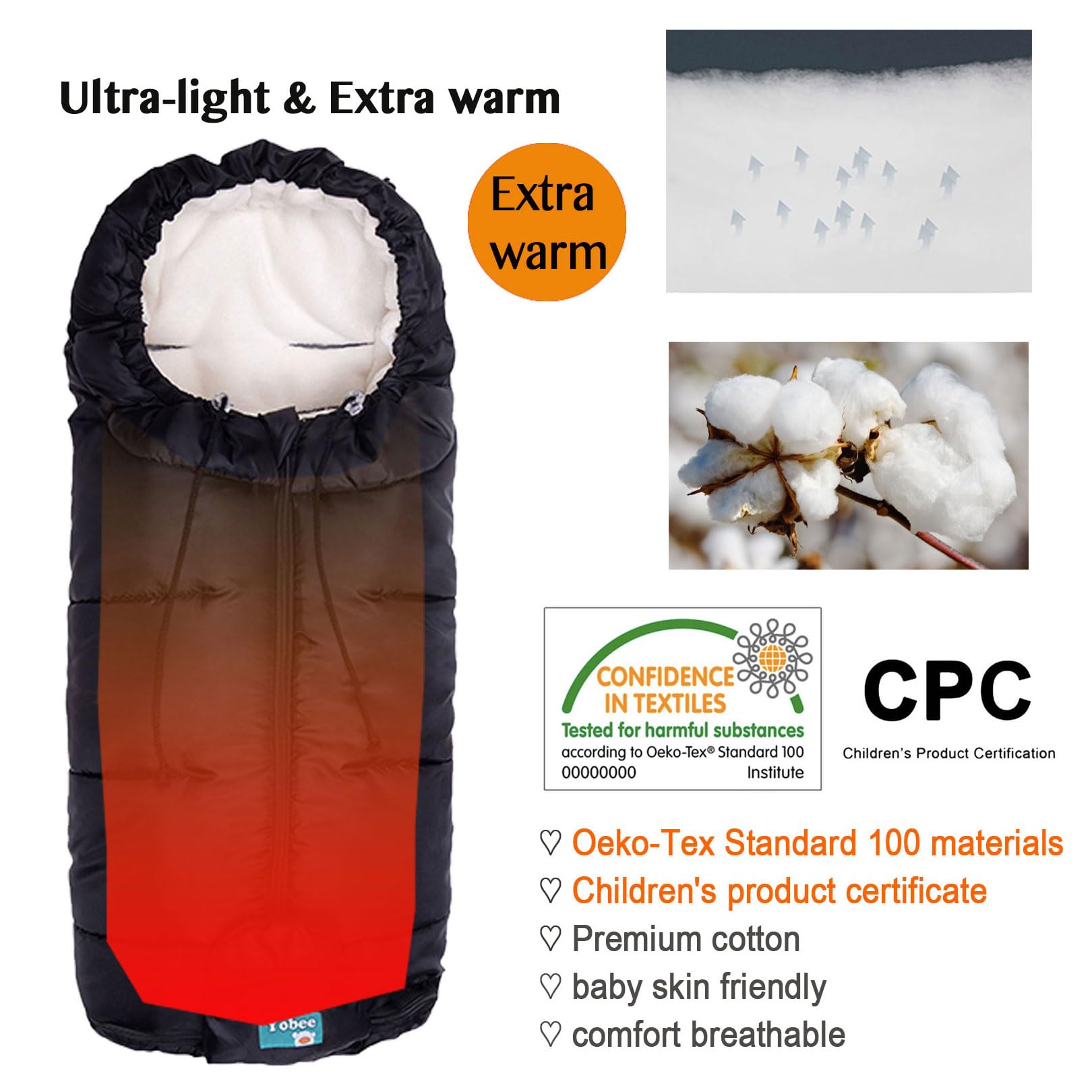 Yobee footmuff back anti-slip surface keeping it secure on the stroller