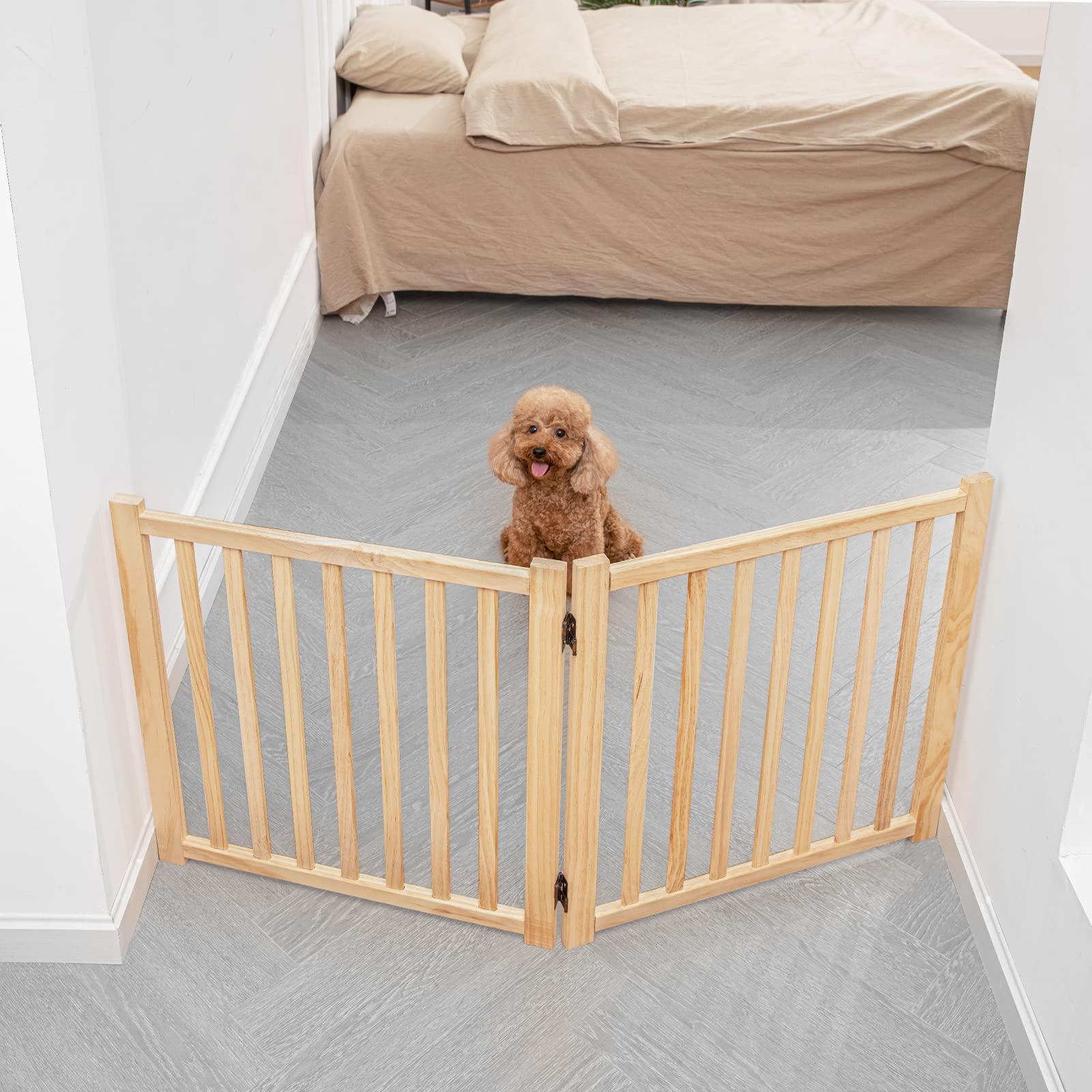 YOCAN 2-panel dog gate open dimensions showcases flexible living space containment