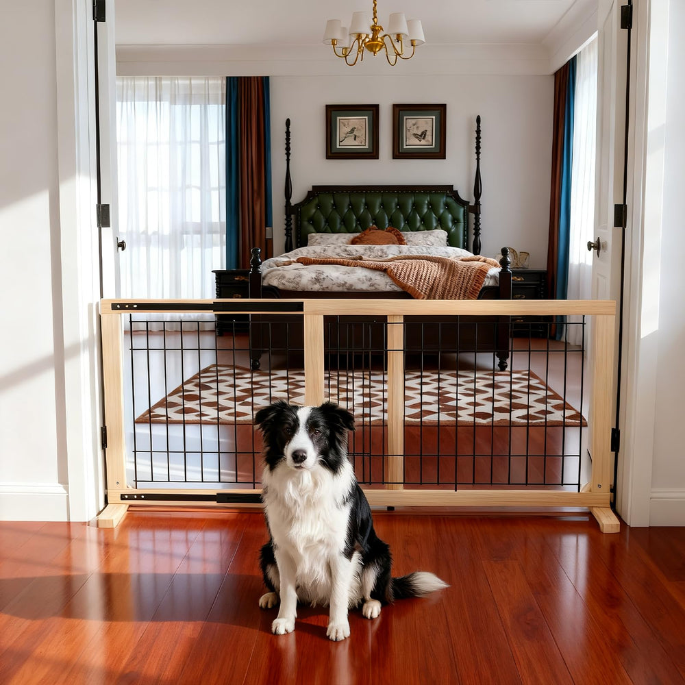 YOCAN Extra Wide Gate metal bars provide sturdy barrier for pets and home
