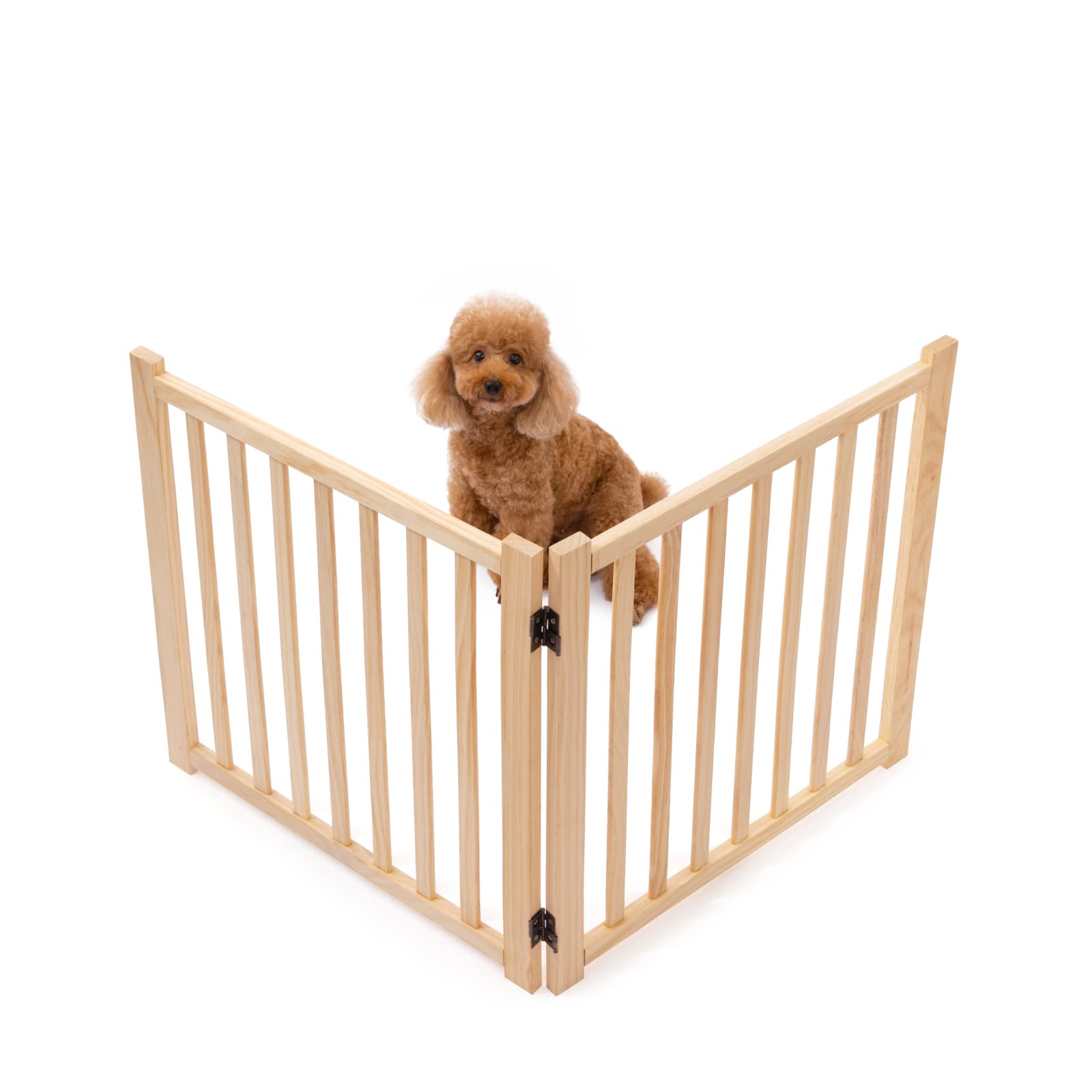 YOCAN paint-free wood free-standing pet gate in doorway setup enables safe doorway containment