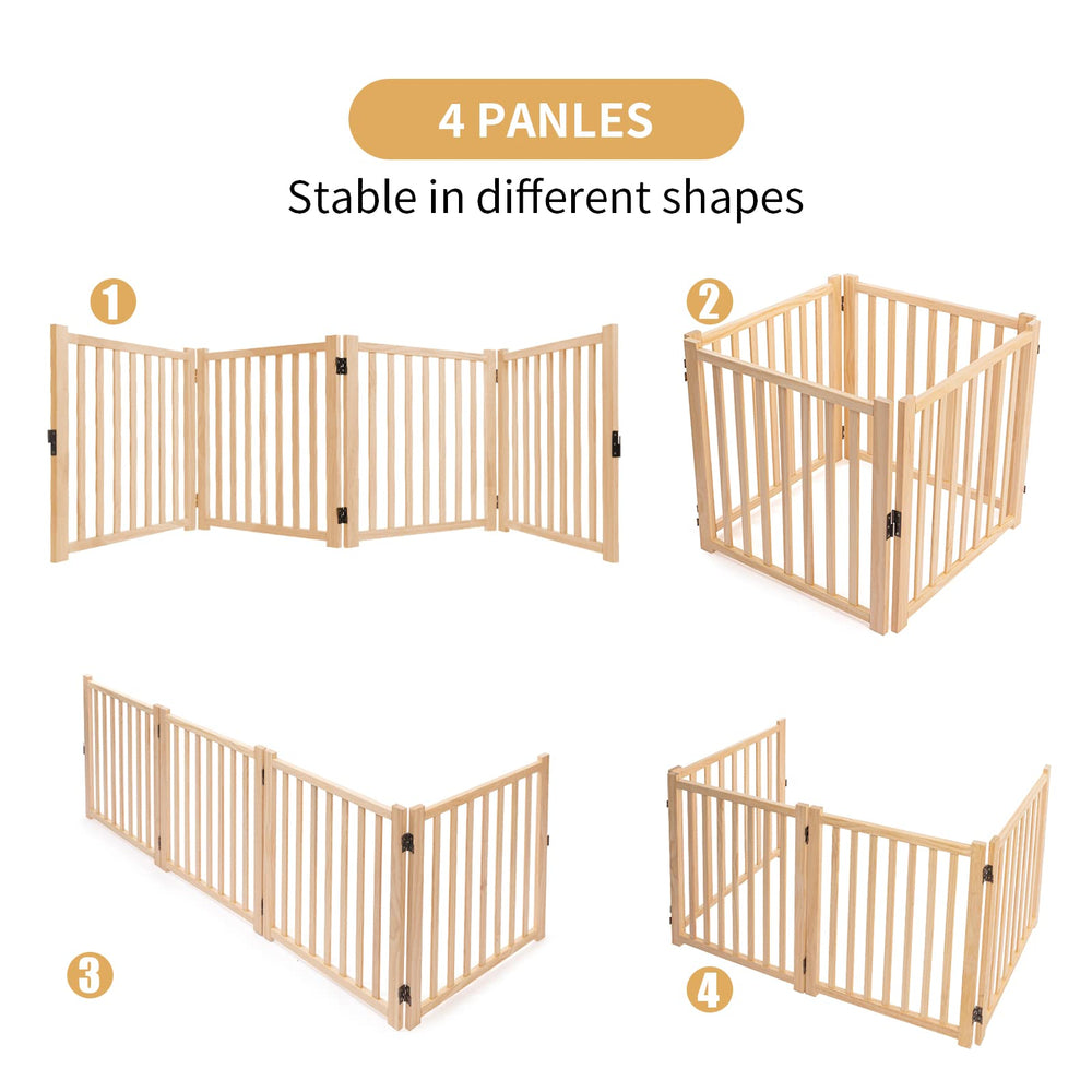 YOCAN paint-free wooden dog gate with non-slip feet protects floors while containing pets.