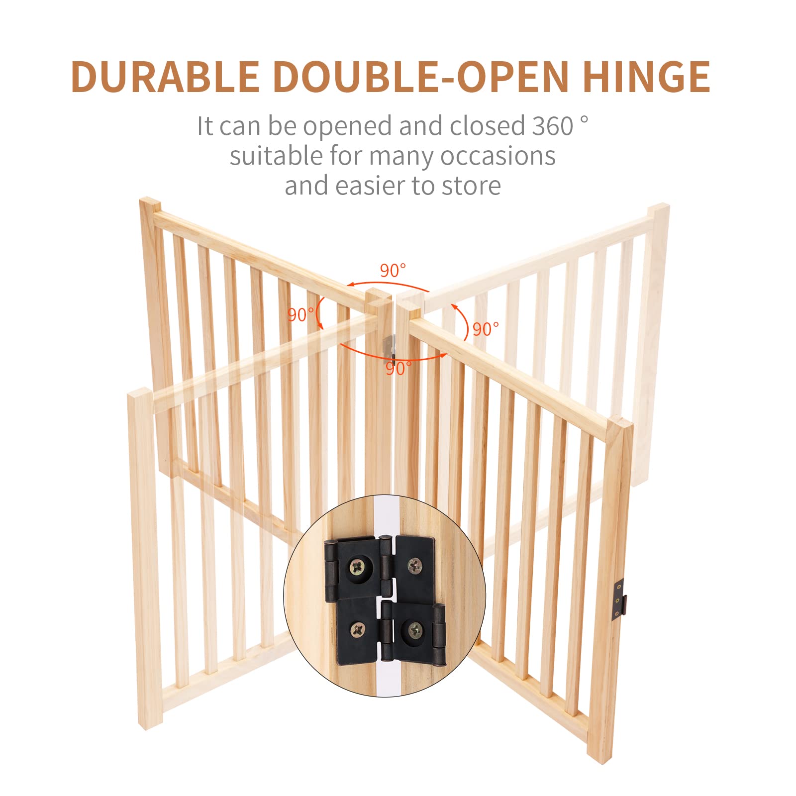 YOCAN paint-free wooden dog gate ready-to-use design offers immediate pet barrier usage.