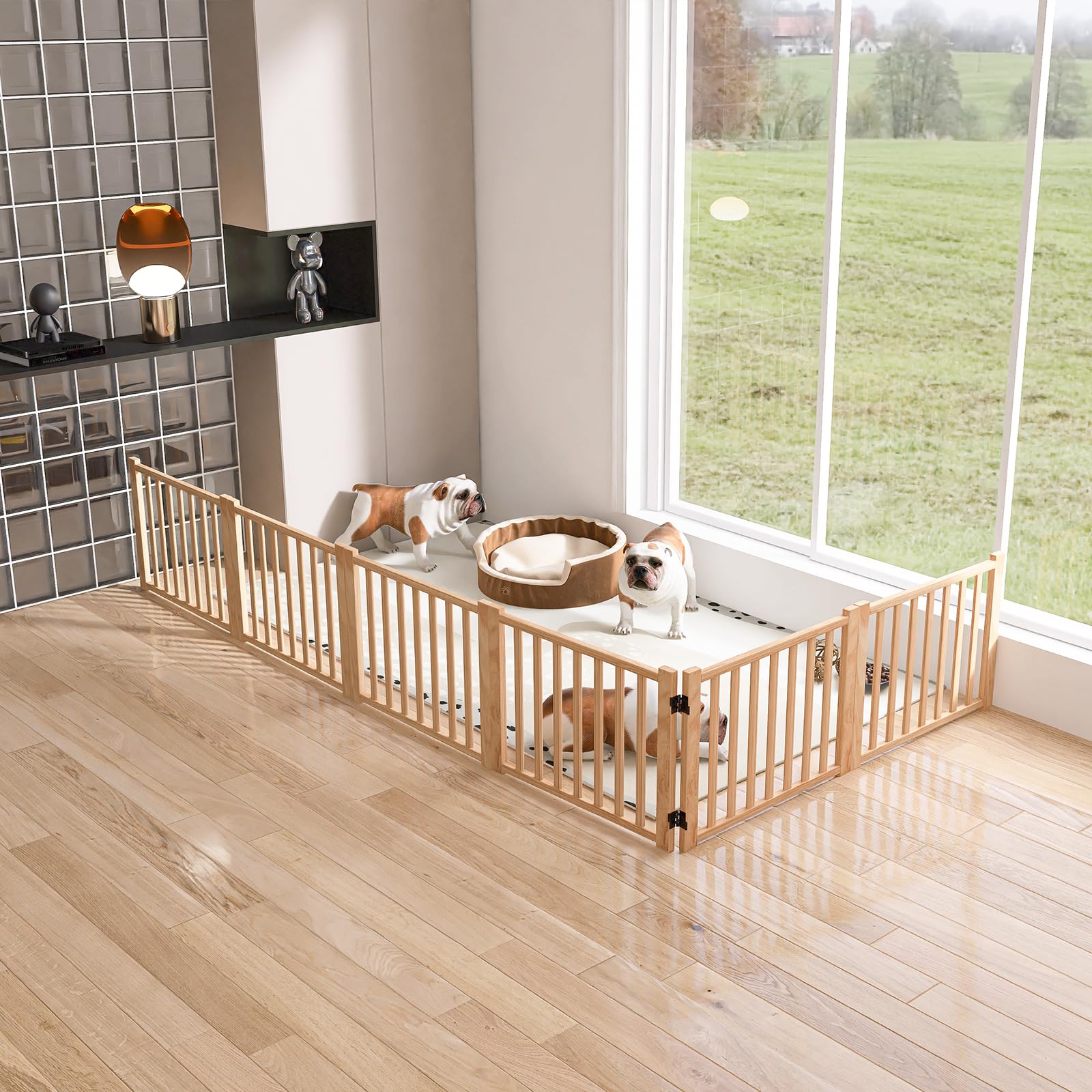 YOCAN Paint-Free gate on stairs setup enables easy puppy management.