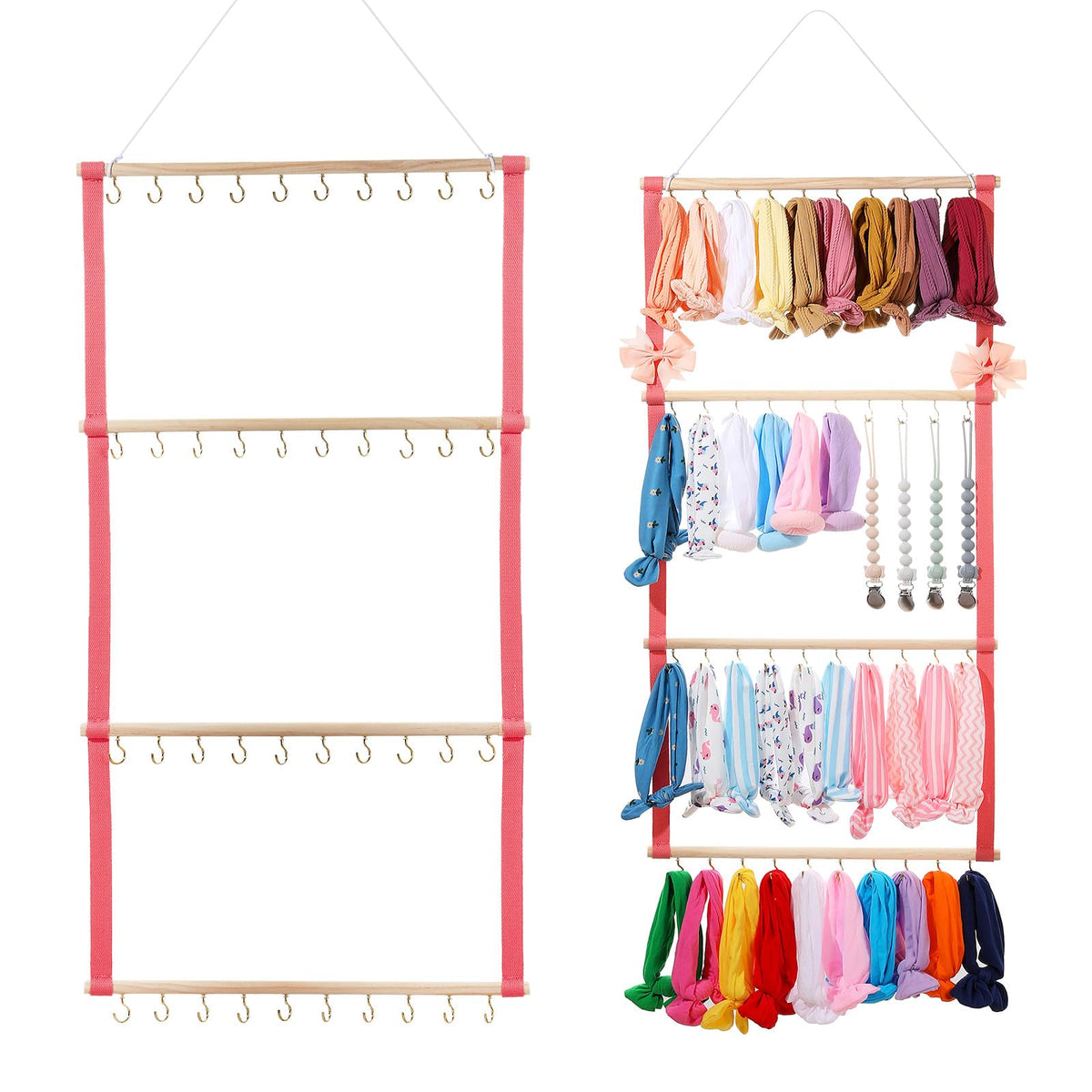 YOcity baby headband organizer pink wall-mount display keeps bows organized