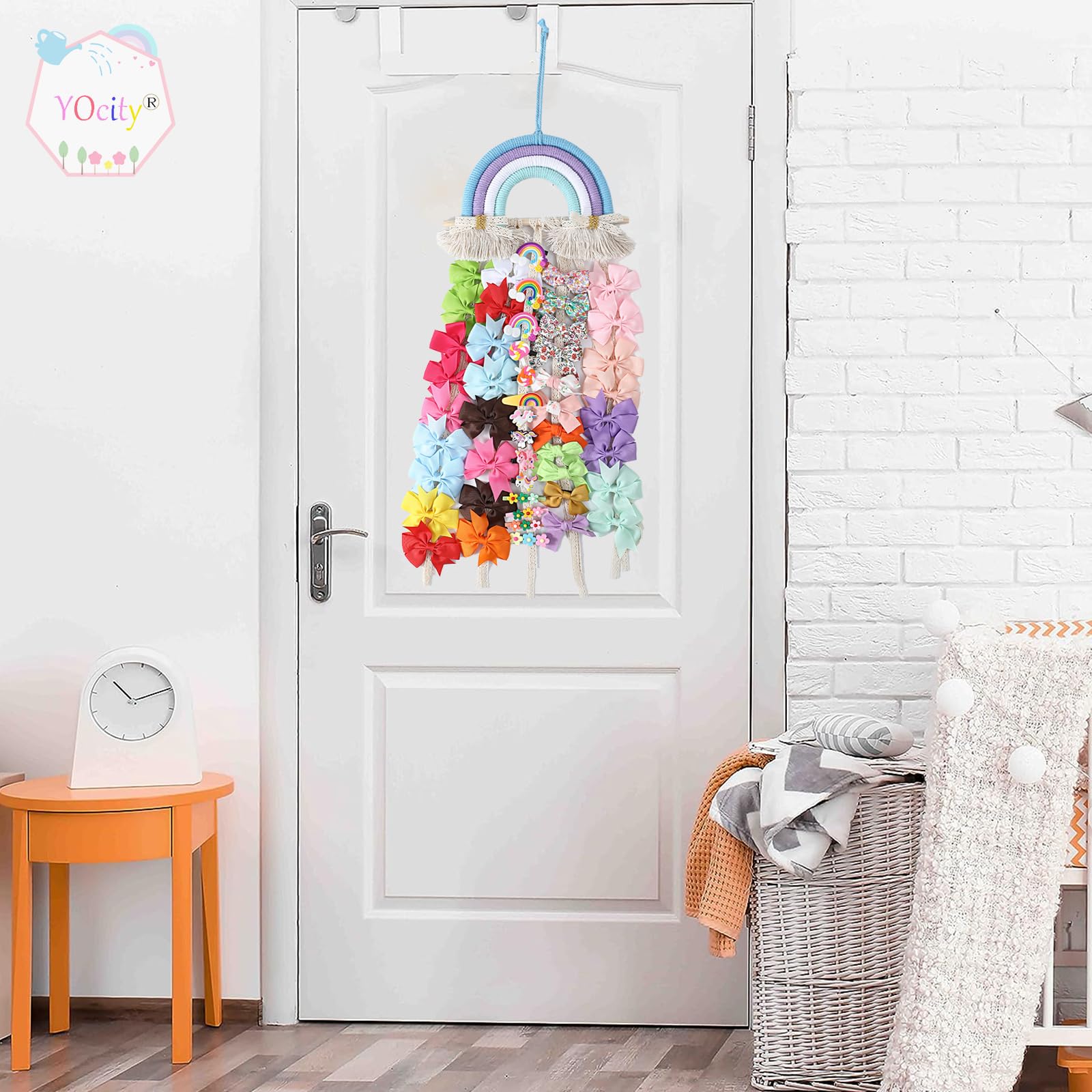 YOcity bow holder blue lace detail adds soft charm to room decor.