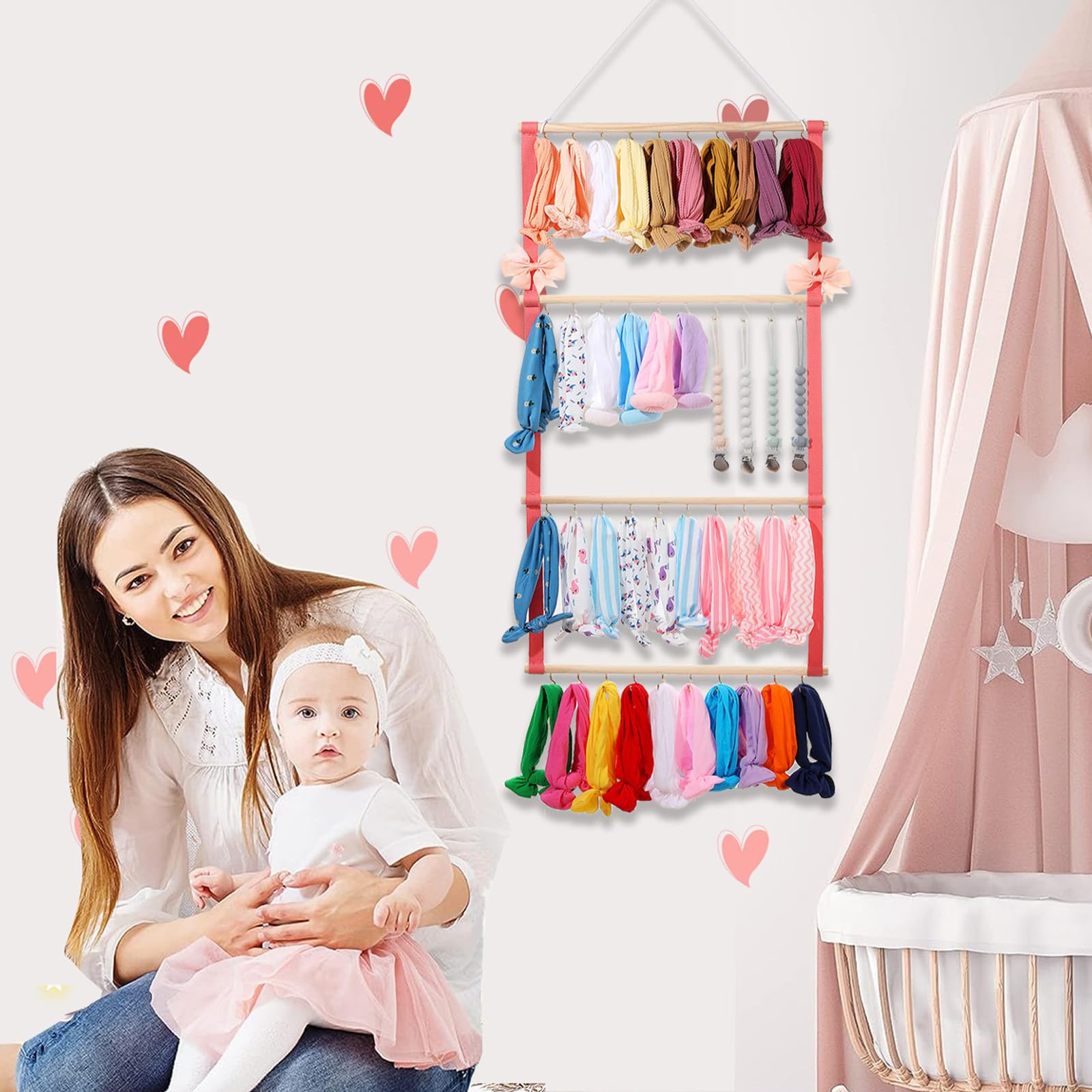YOcity gift-ready pink headband organizer ideal for newborn gifts