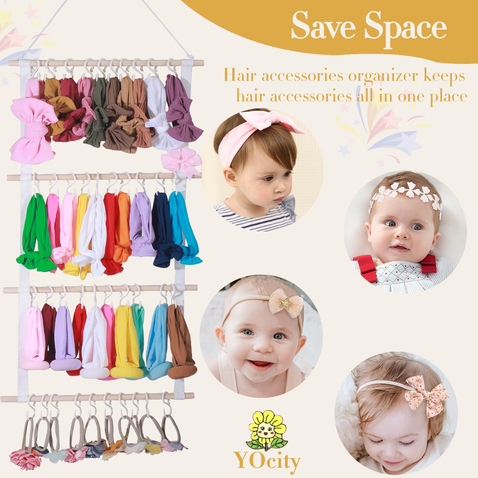YOcity hair accessory organizer features cotton canvas ribbon for durable storage.