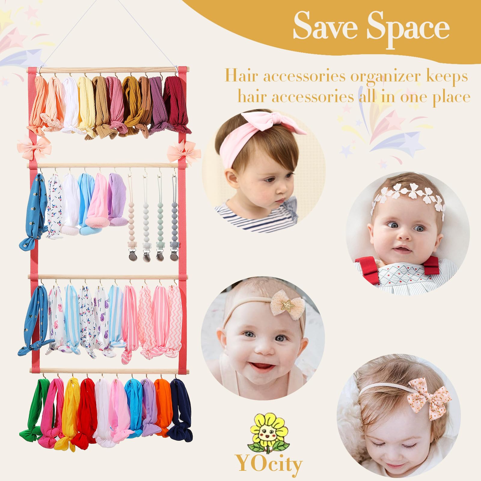 YOcity hair accessory organizer ready to hang on wall or door
