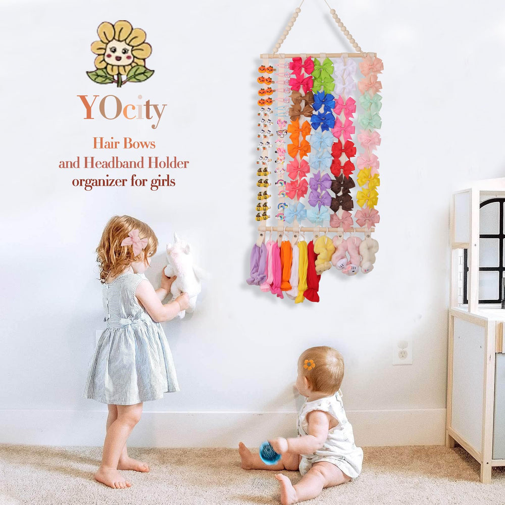 YOcity hair bow holder with cotton canvas belt stores accessories neatly