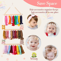 YOcity Headband Holder Organizer features beech wood sticks for sturdy, long-lasting hanging.
