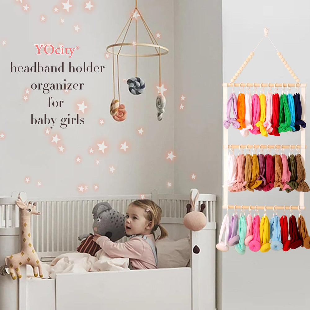 YOcity headband organizer on wall enables quick color-coordinated access