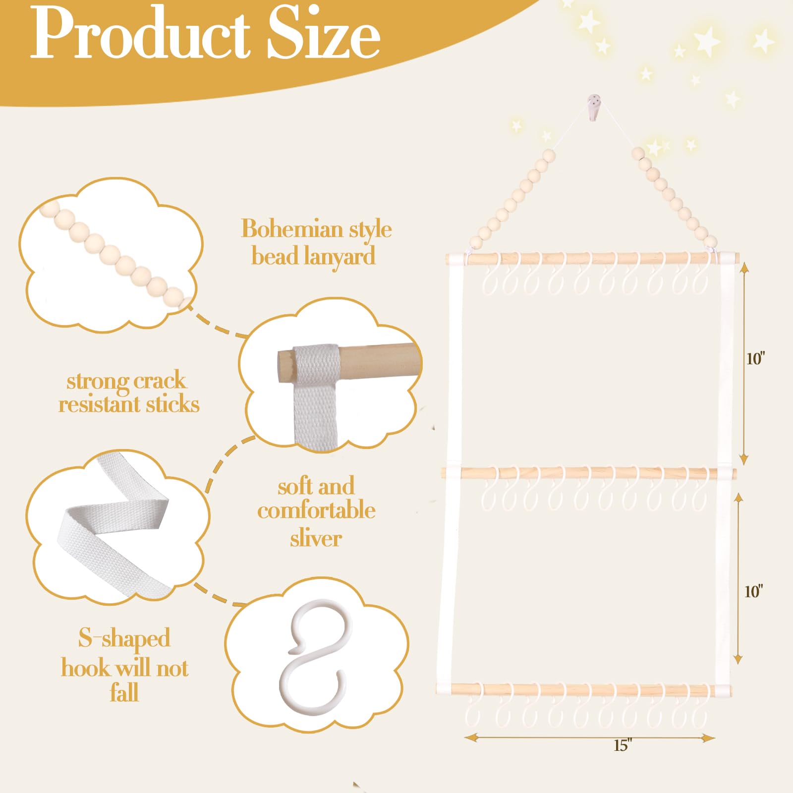 YOcity headband holder hooks closeup features durable ABS hooks that prevent slips.