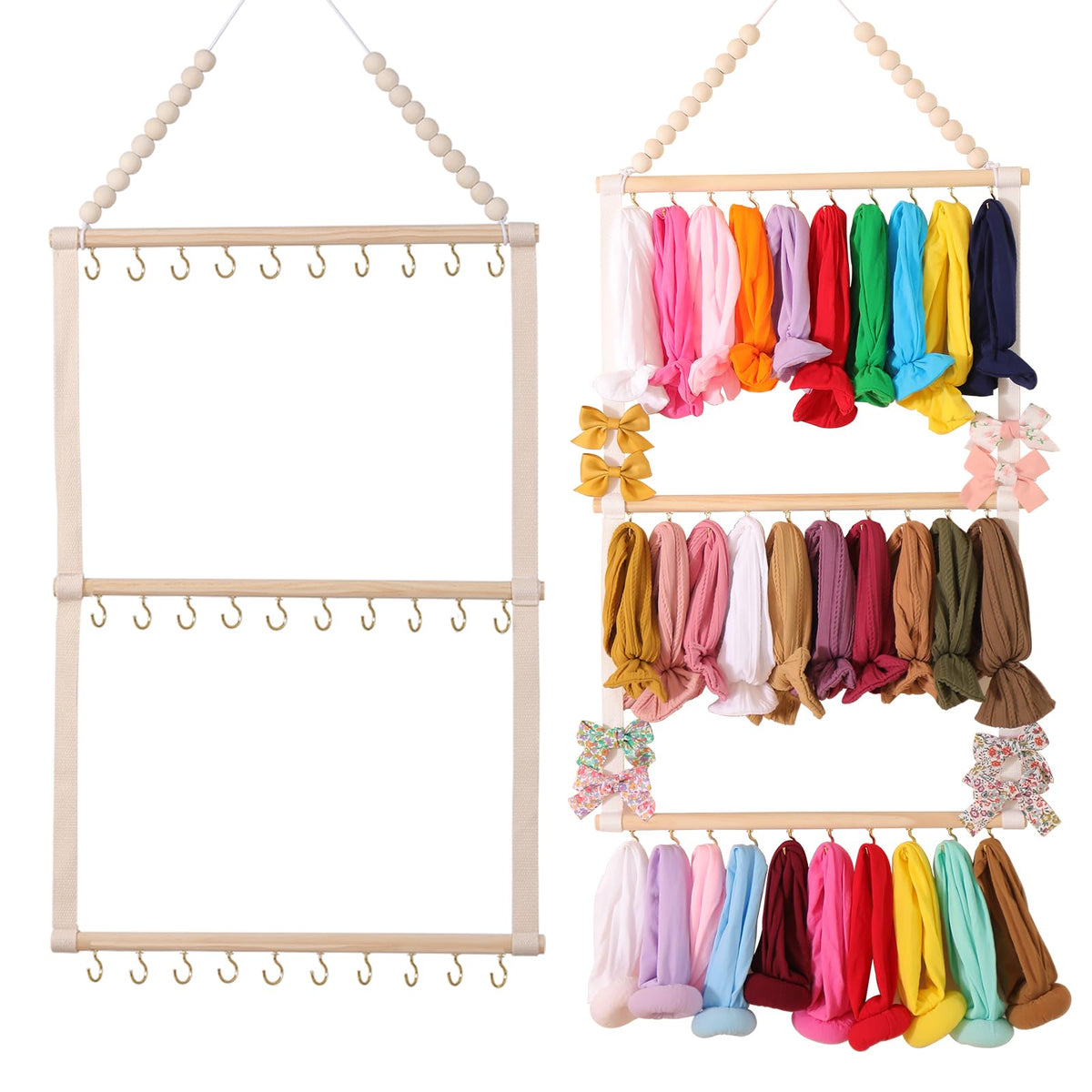 YOcity headband holder wall hanger in beige keeps nursery organized and accessible.