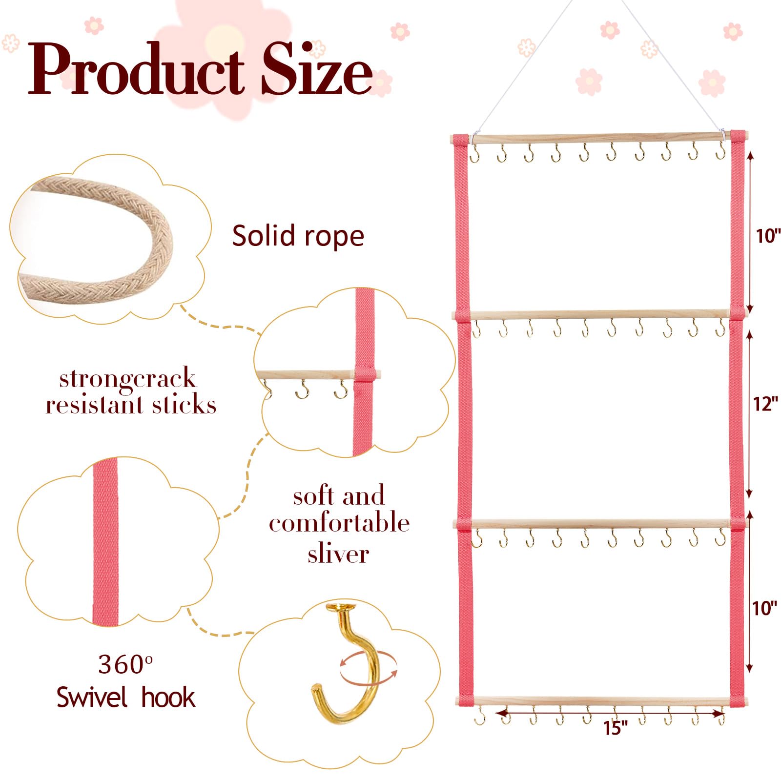 YOcity headband storage cotton canvas with beech wood supports for durability