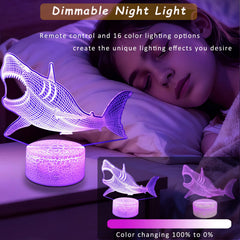 YODAFOOR Megalodon night light demonstrates the illuminated 3D panel close-up