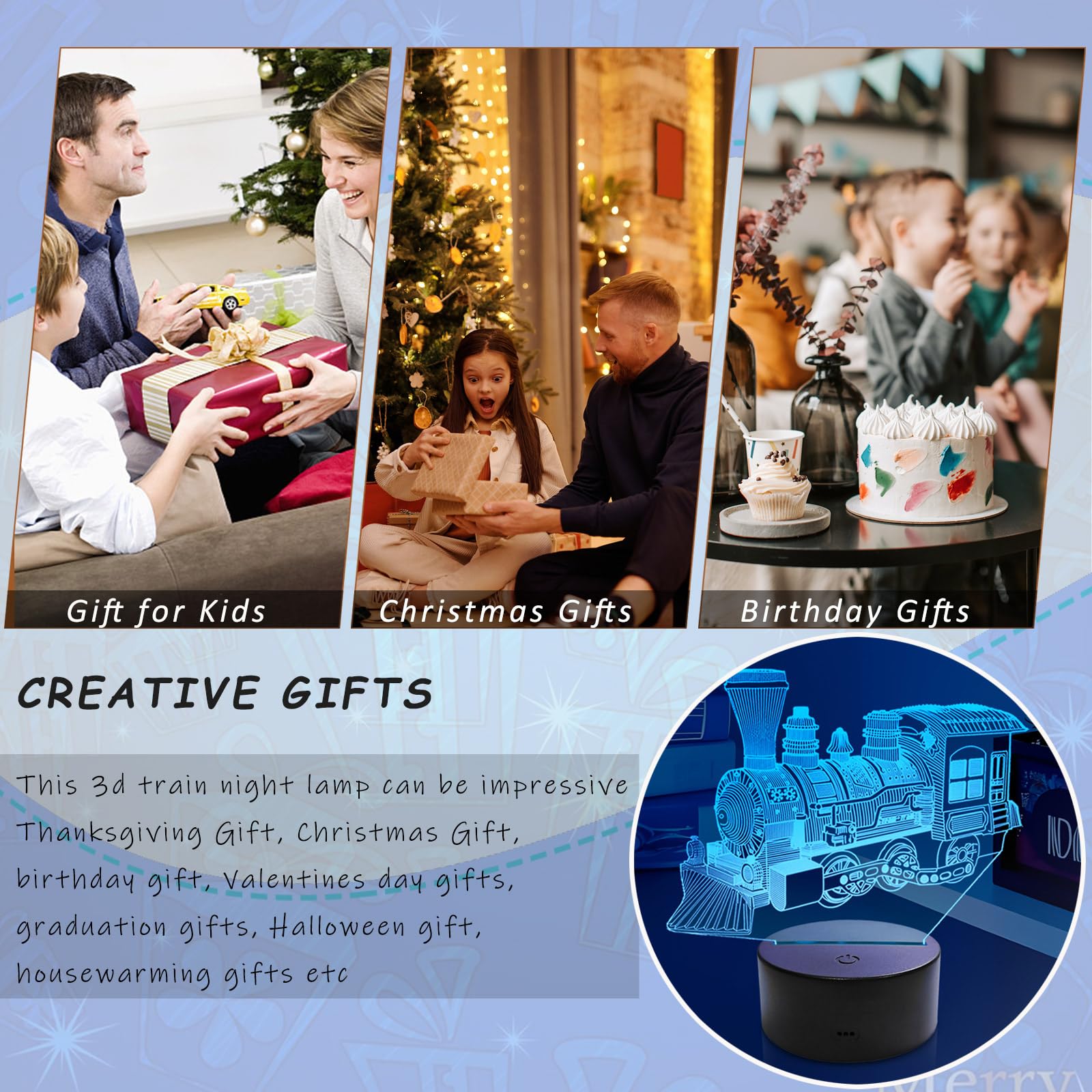 YODAFOOR Remote-steered Steam Train Night Light offers convenient brightness control.