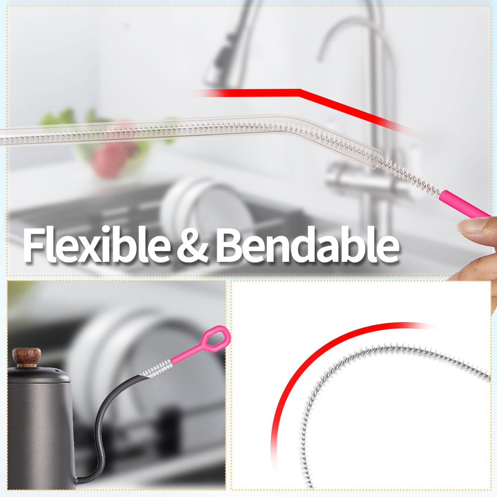 Yodamiack flexible-design straw cleaner glides through curved and straight straws for easy scrubbing.